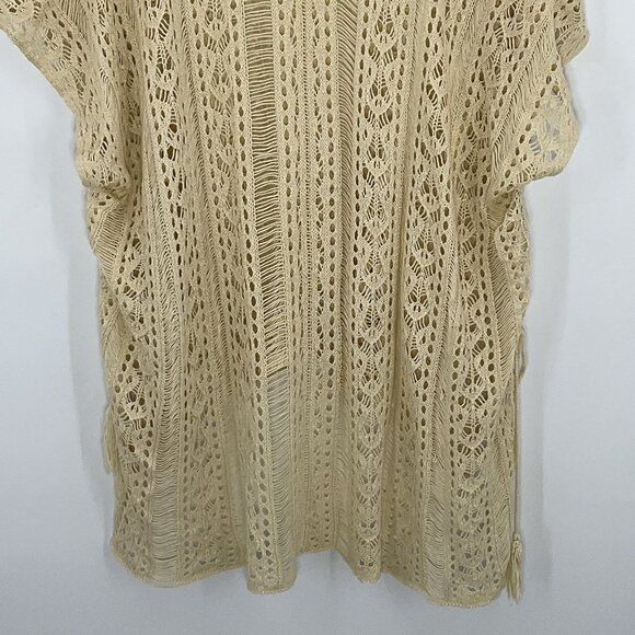 Women's Bohemian Lace Ivory Crochet Swim Cover‎ Up Tunic Dress Size One Size - Picture 8 of 13